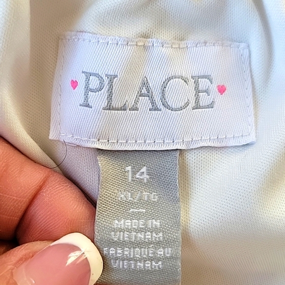 The Childrens Place Girls White Pink Rose Floral Tiered Halter Dress, Size: 14 - Picture 7 of 8